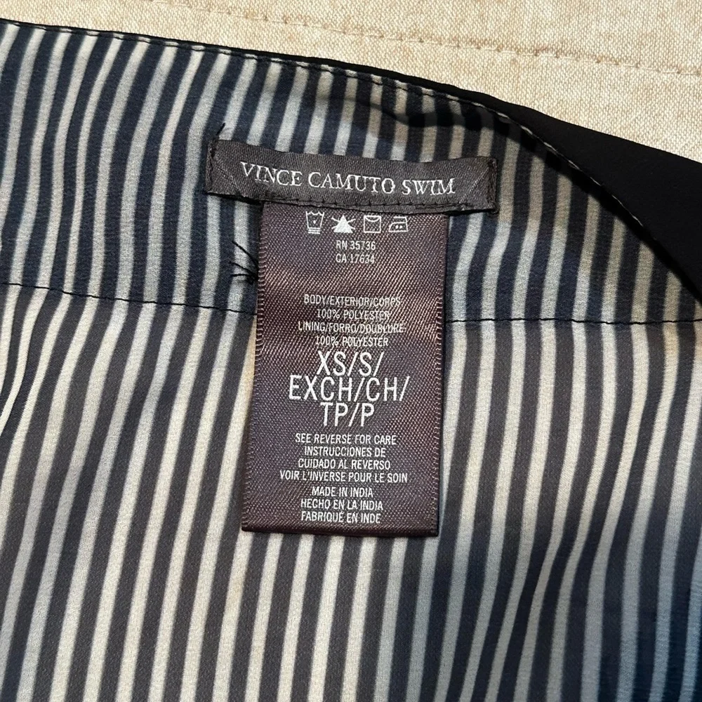 Vince Camuto Black and White Striped Swim Cover-Up